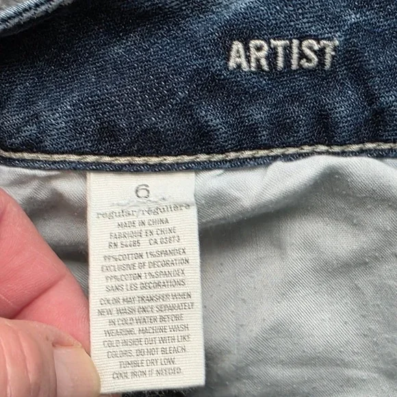 American Eagle Artist Flare Jeans Womens Size 6 Regular Blue Stretch Denim Boho - Picture 6 of 8